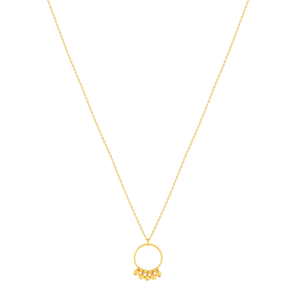 Collier plaqué or jaune cercle avec des boules en pampille 48 cm