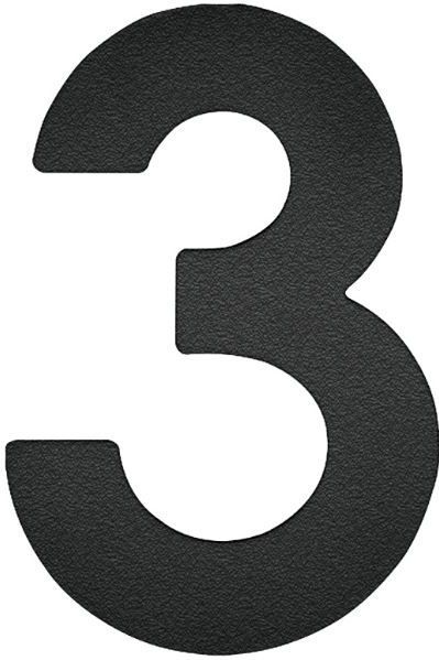 Huisnummer 3 - 120 mm - Mat Zwart - RVS