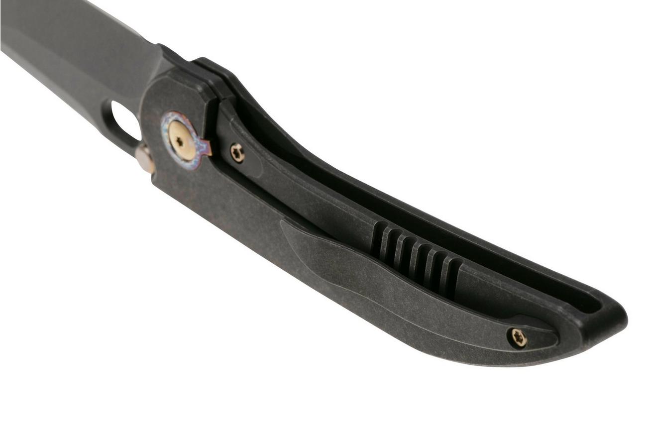 WE Knife Attor WE23037-1 Black Stonewashed CPM 20CV, Black Titanium, Golden Titanium Inlay zakmes, Dalibor Bergam design