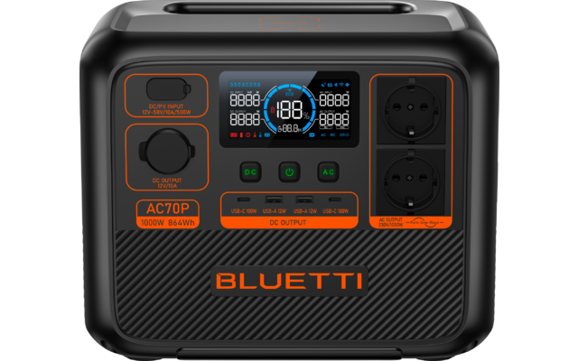 BLUETTI AC70P-Black-EU tragbare Powerstation 1000 W