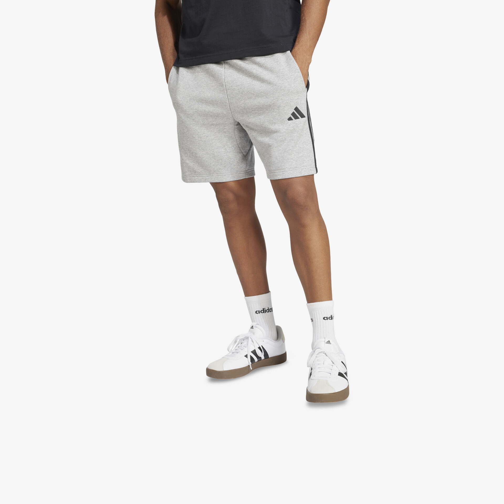 adidas Essentials 3 Streifen French Terry Herren Hosen grau