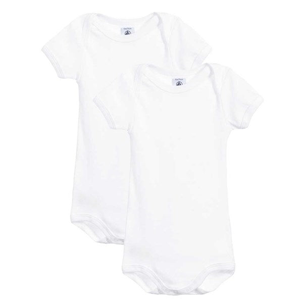 Bodies 2 Pack White/Blue Stripe - Petit Bateau