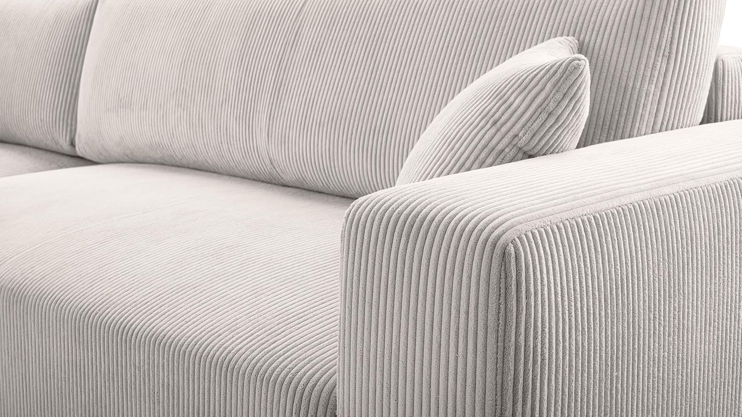 Ecksofa Weiß mit Schlaffunktion – Catea U Cord Wohnlandschaft 364 cm