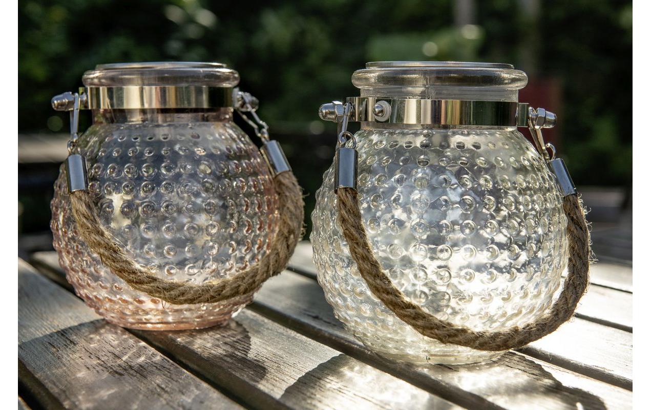 Solar Mini Glass Set Dots Beige/MauveDekolicht zum Aufstellen oder Aufhängen