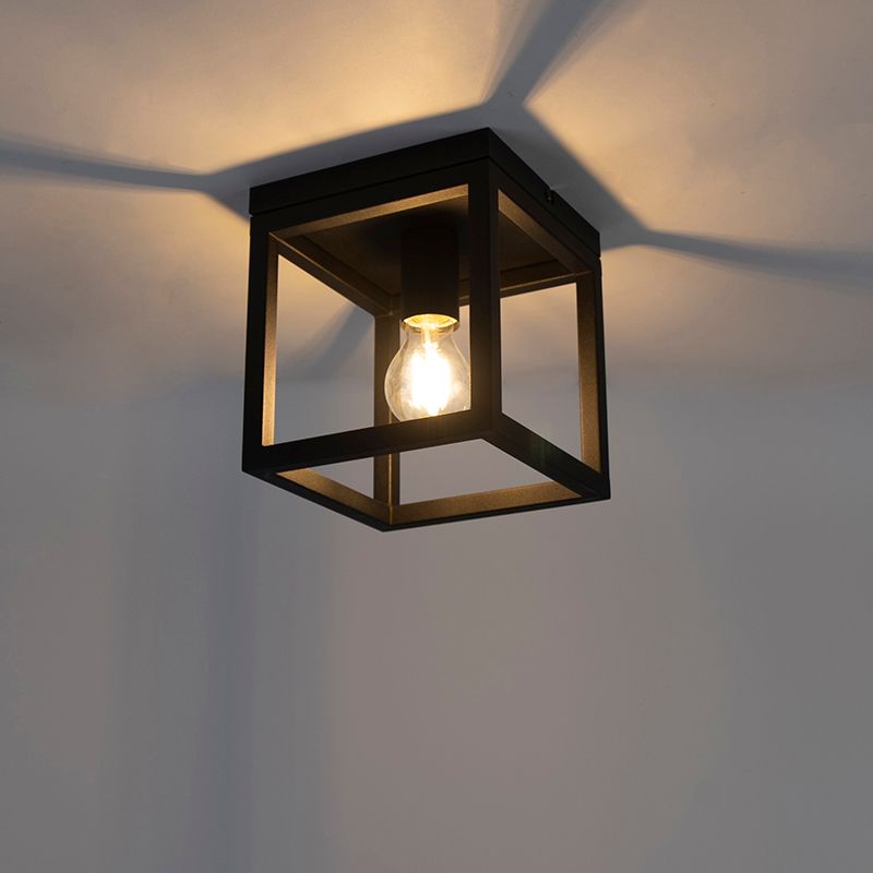 Smart industriële plafondlamp zwart incl. wifi A60 - Cage