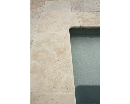 FLAIRSTONE Zwembadrand Roma hoekstuk 90° beige afgerond binnen 48x35 / 48x35 x 3 cm
