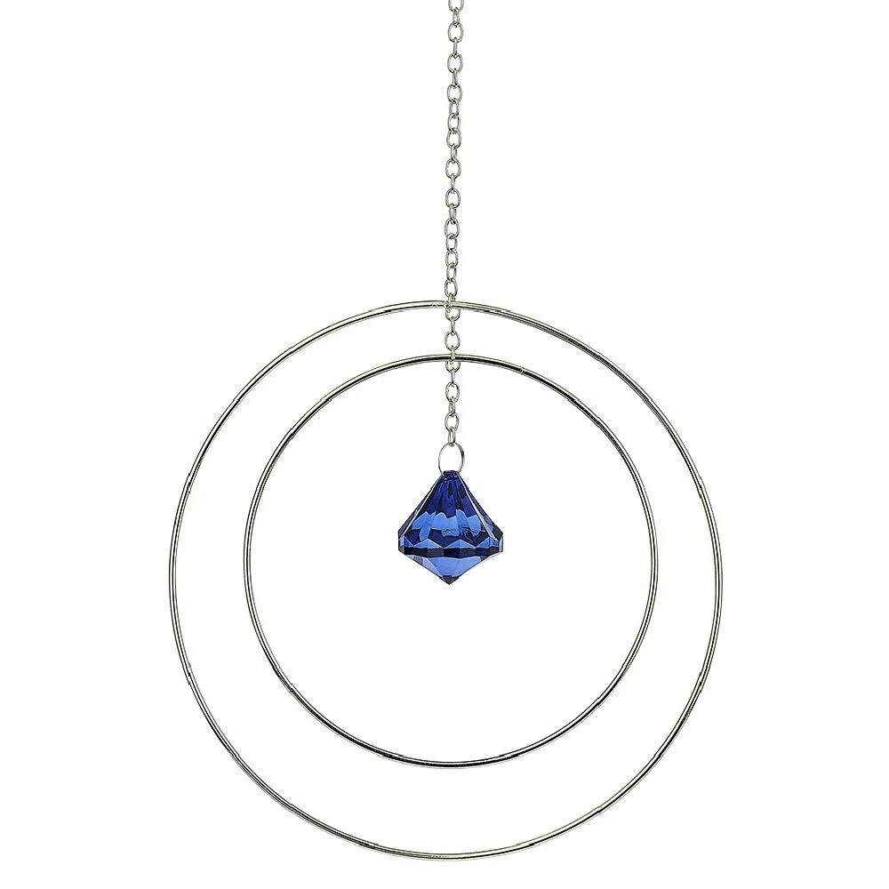Attrape soleil métal doré pendentif bleu 20x3xH70cm