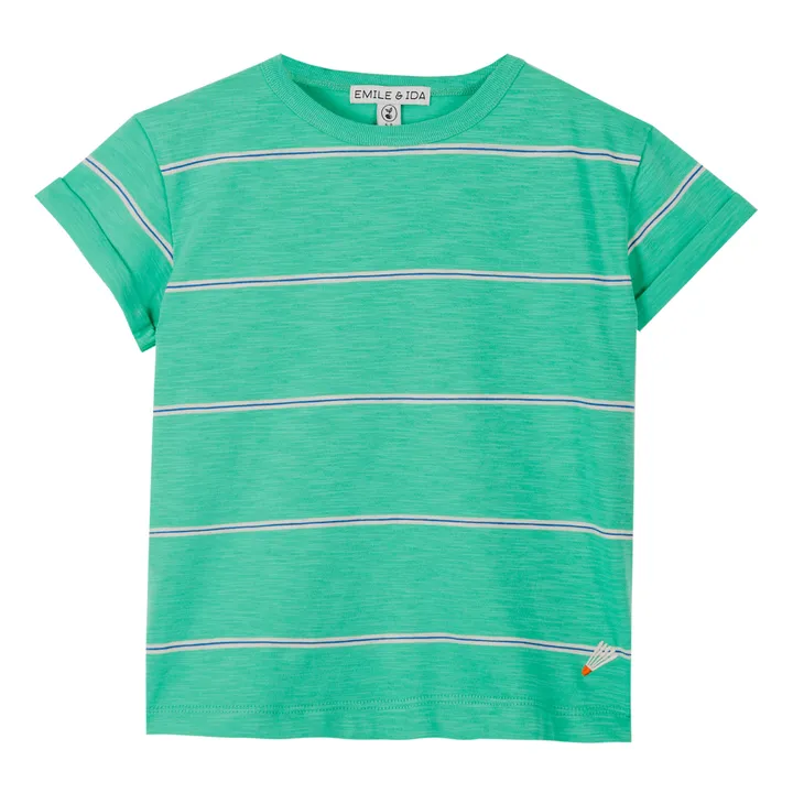 Emile et Ida T-Shirt Coton Bio Rayures | Vert