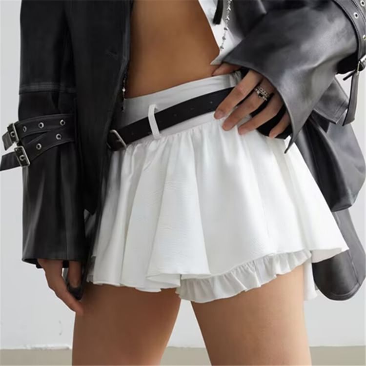 Asiris - Effen mini-tule rok met lage taille