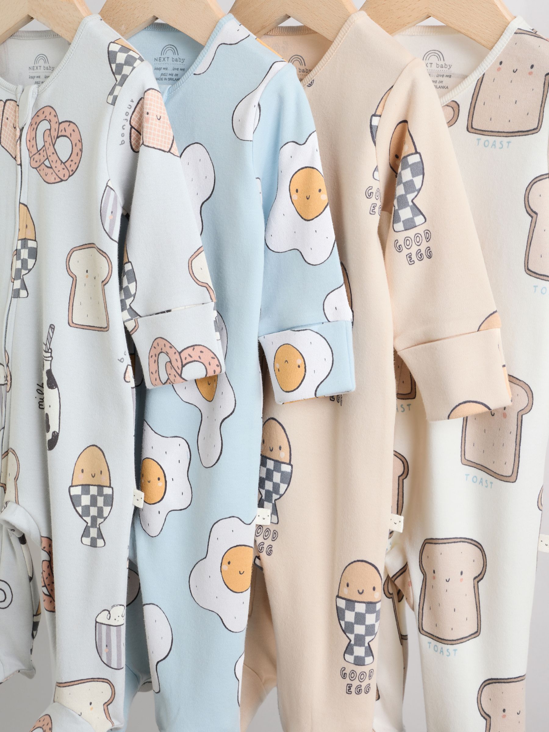 Mineraalkleurig - 4 Pack Baby-pyjama's met tweewegrits (0mnd -2jr)