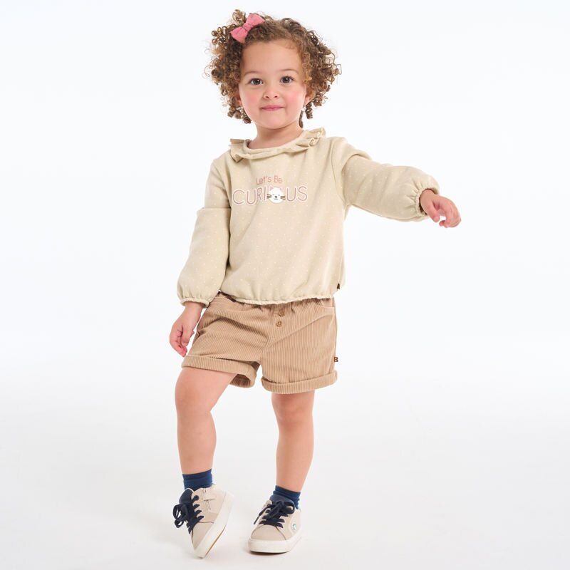 Sweat molleton chat à message blanc bébé fille Blanc