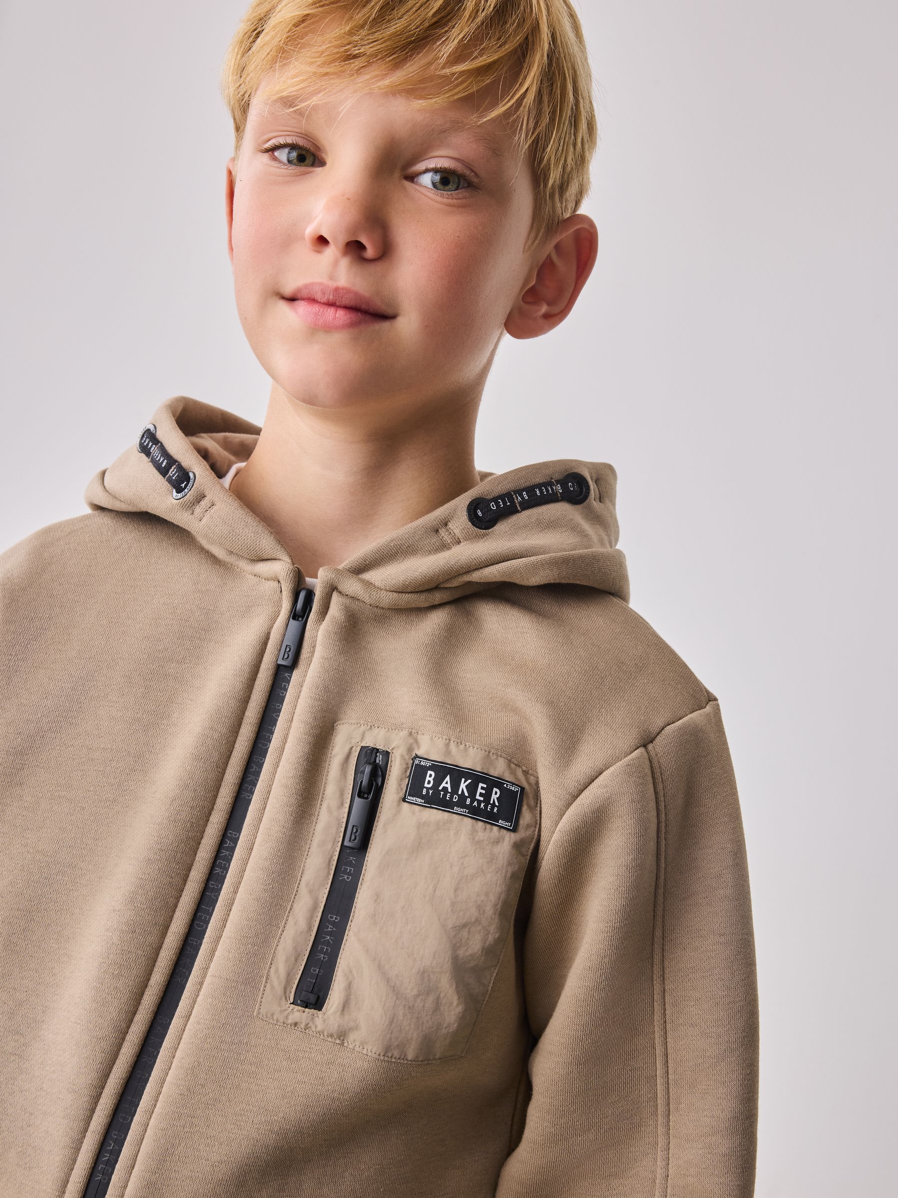 Pastelgeel - Baker by Ted Baker Zip Through Hoodie T-Shirt And Joggers 3 Piece Set