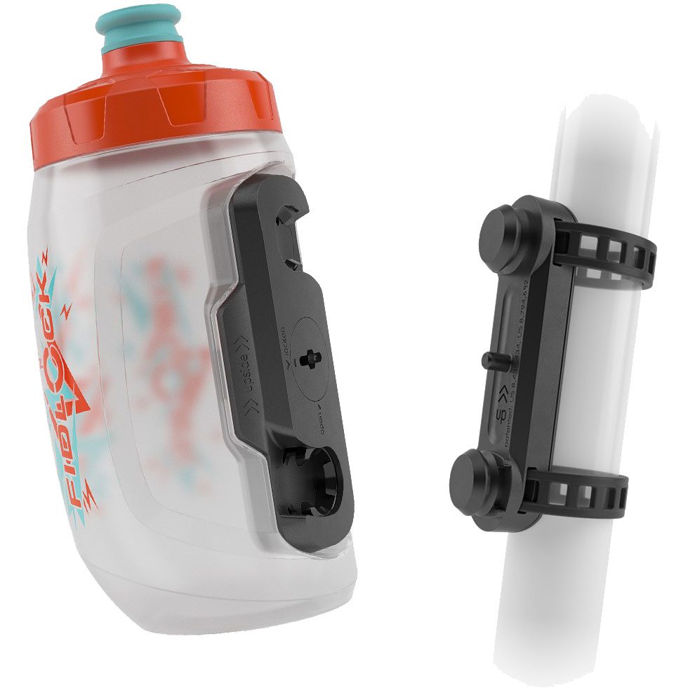 Fidlock 450ml Kids + Uni Base Trinkflasche transparent weiß orange blau