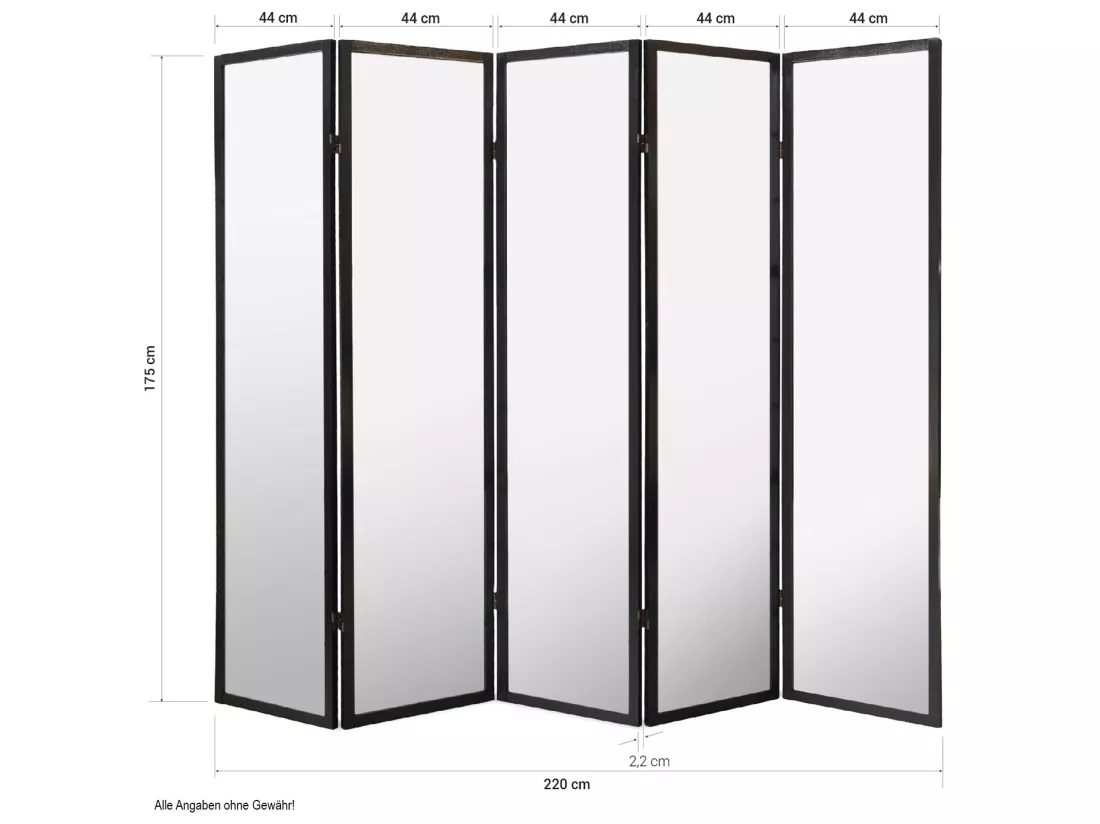 Paravent japonais Shoji en bois noir 5 pans