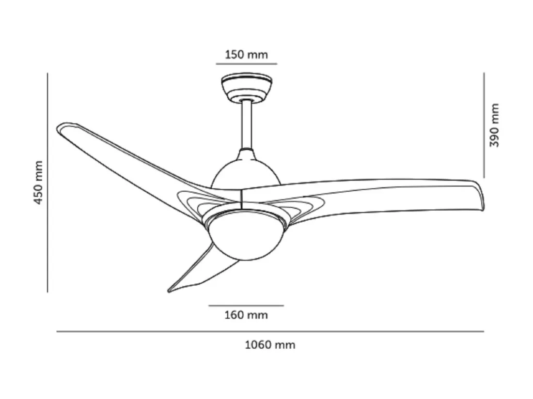 Ventilateur de Plafond Silencieux Aran Blanc 107cm Moteur DC WiFi Blanc