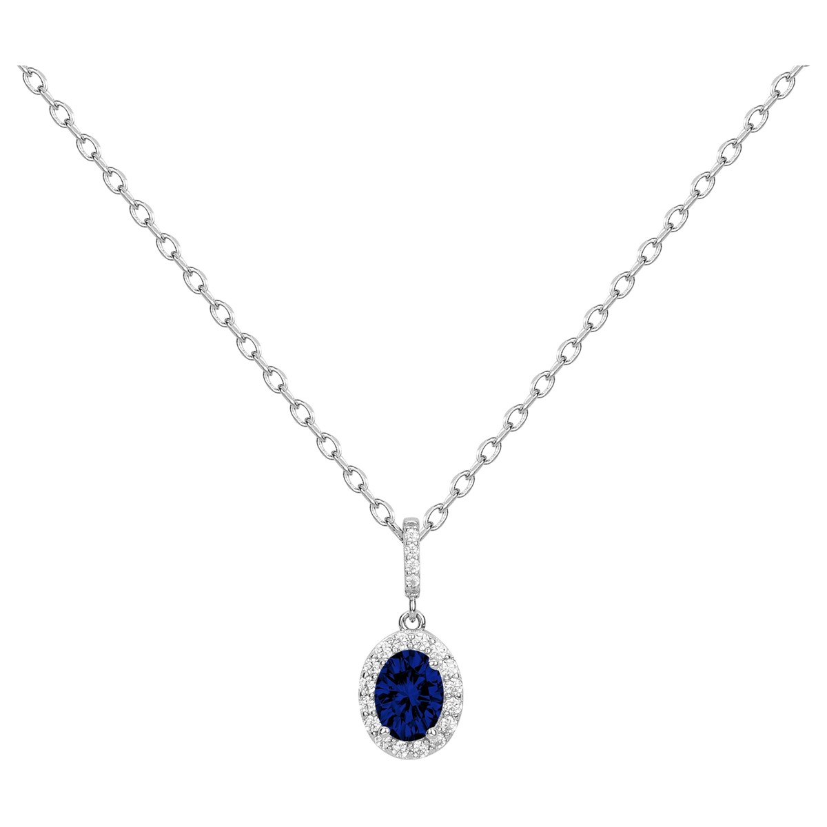 Collier mono-motif en Argent avec spinelle bleu saphir