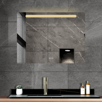 Atlantic badkamerspiegel Delon met verlichting rechthoek 60 x 80 cm chroom