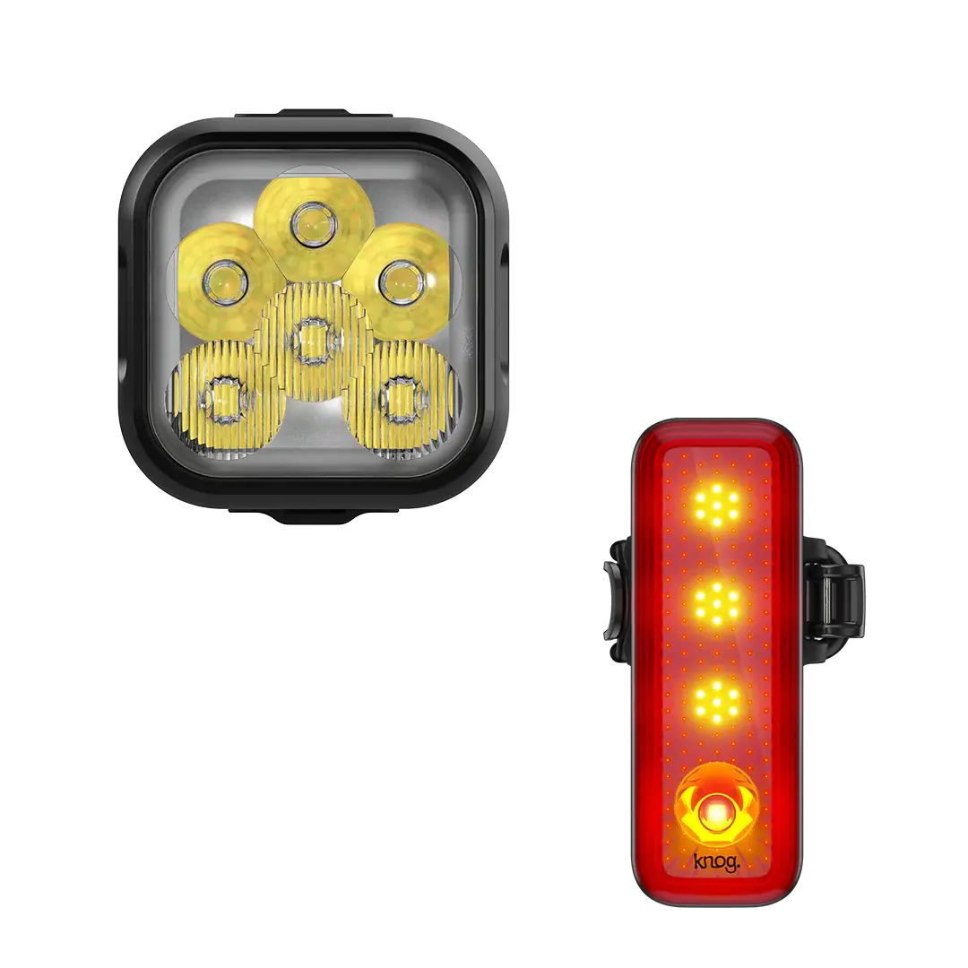 Knog Blinder Pro 1300 + BlinderRoad 150 Rear Twinpack Verlichtingsset Zwart
