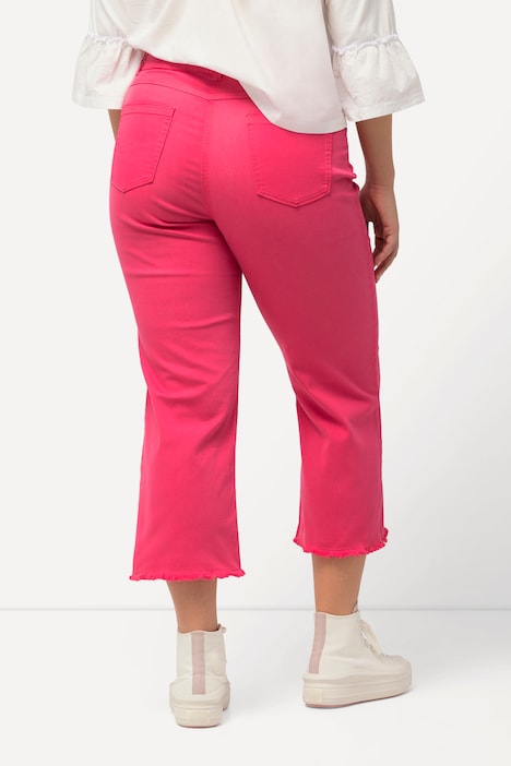 Jeans Mary, weites Bein, Fransensaum, Stretch