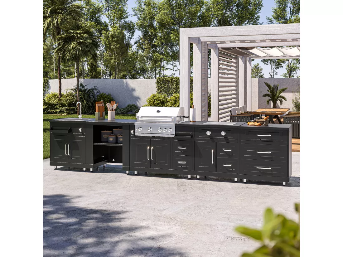 Cuisine d'extérieur 5 éléments dont 2 modules de cuisson