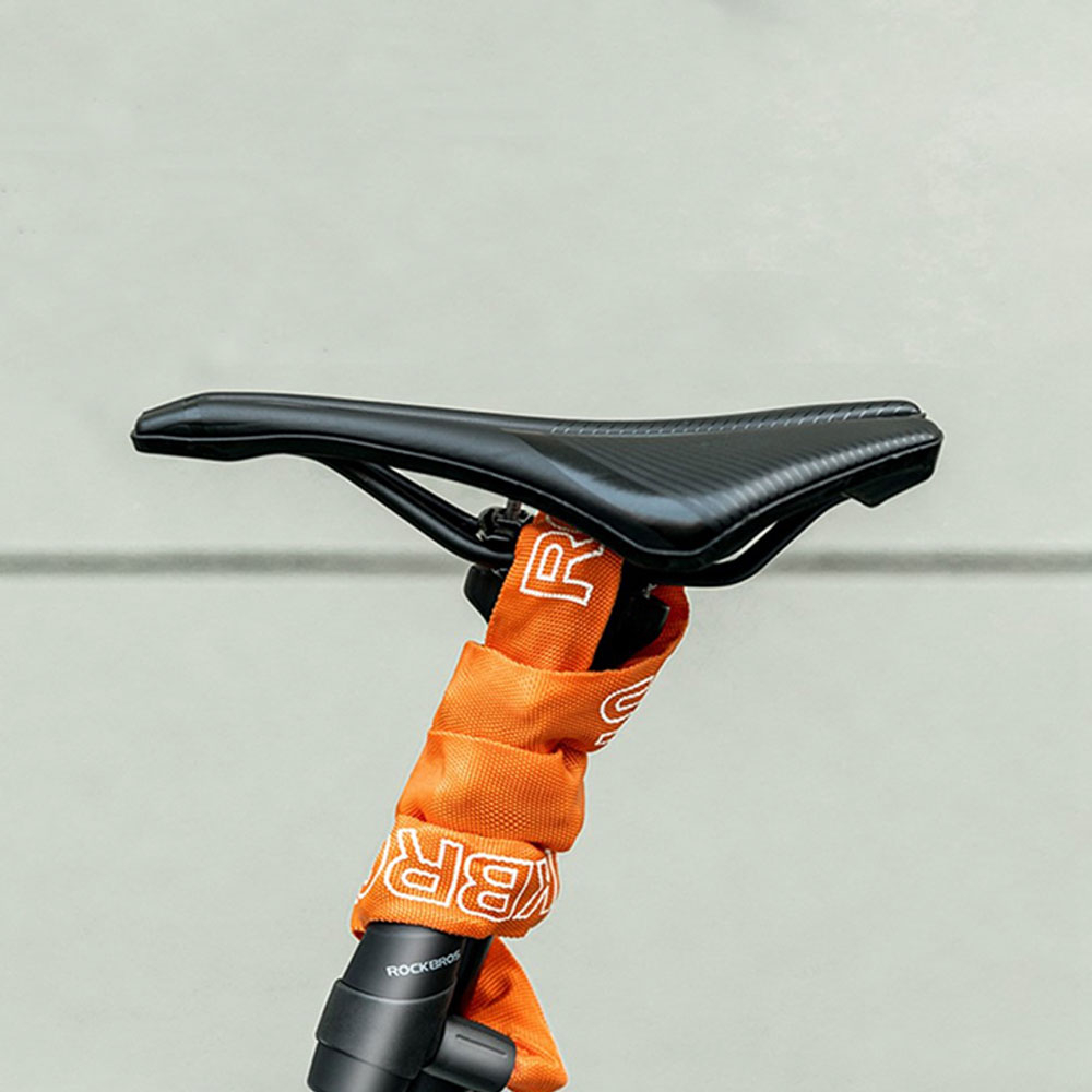 (80cm) Fahrrad Stahlketten Schloss Velo Vorhängeschloss mit 2 Schlüssel - Orange