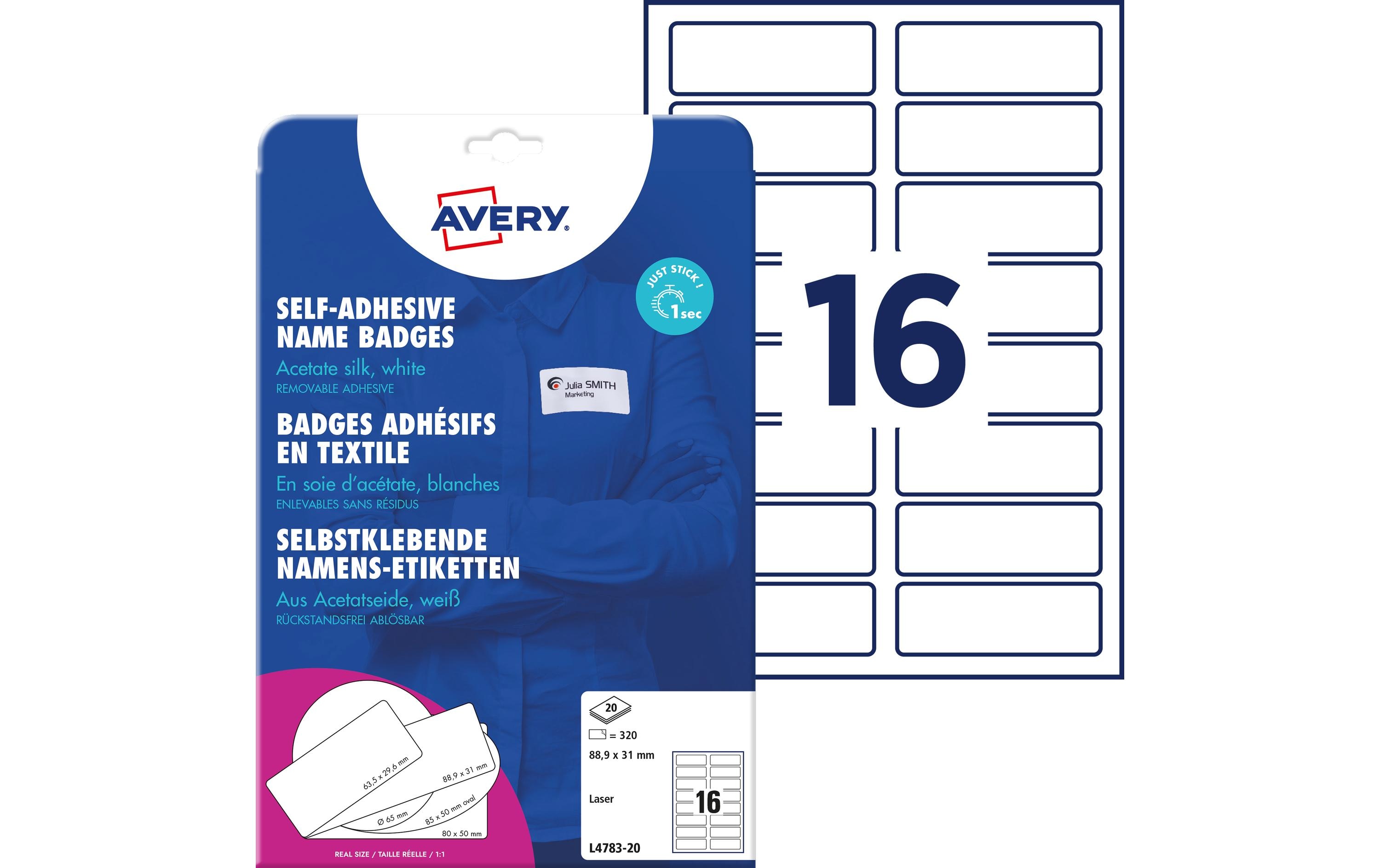 Namensetiketten 88.9 x 31 mm, 20 BlattNamens-Etiketten für Seminare, Konferenzen oder Veranstaltungen
