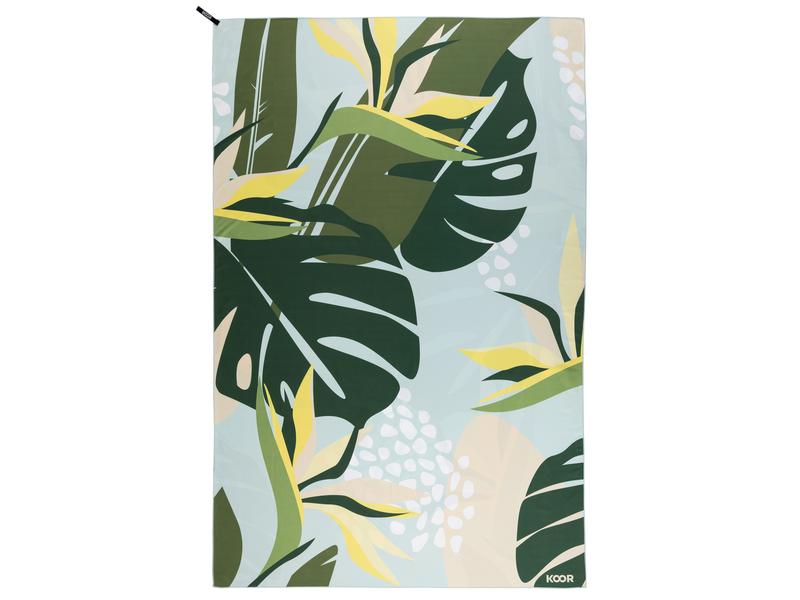 KOOR Strandtuch Jungle XXL, 130 cm x 200 cm Grosses Badetuch mit Silber-Ionen Veredelung