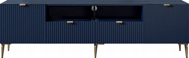 Vente-unique - YESINIA - Tv-meubel - Blauw en Goudkleurig - MDF en Staal