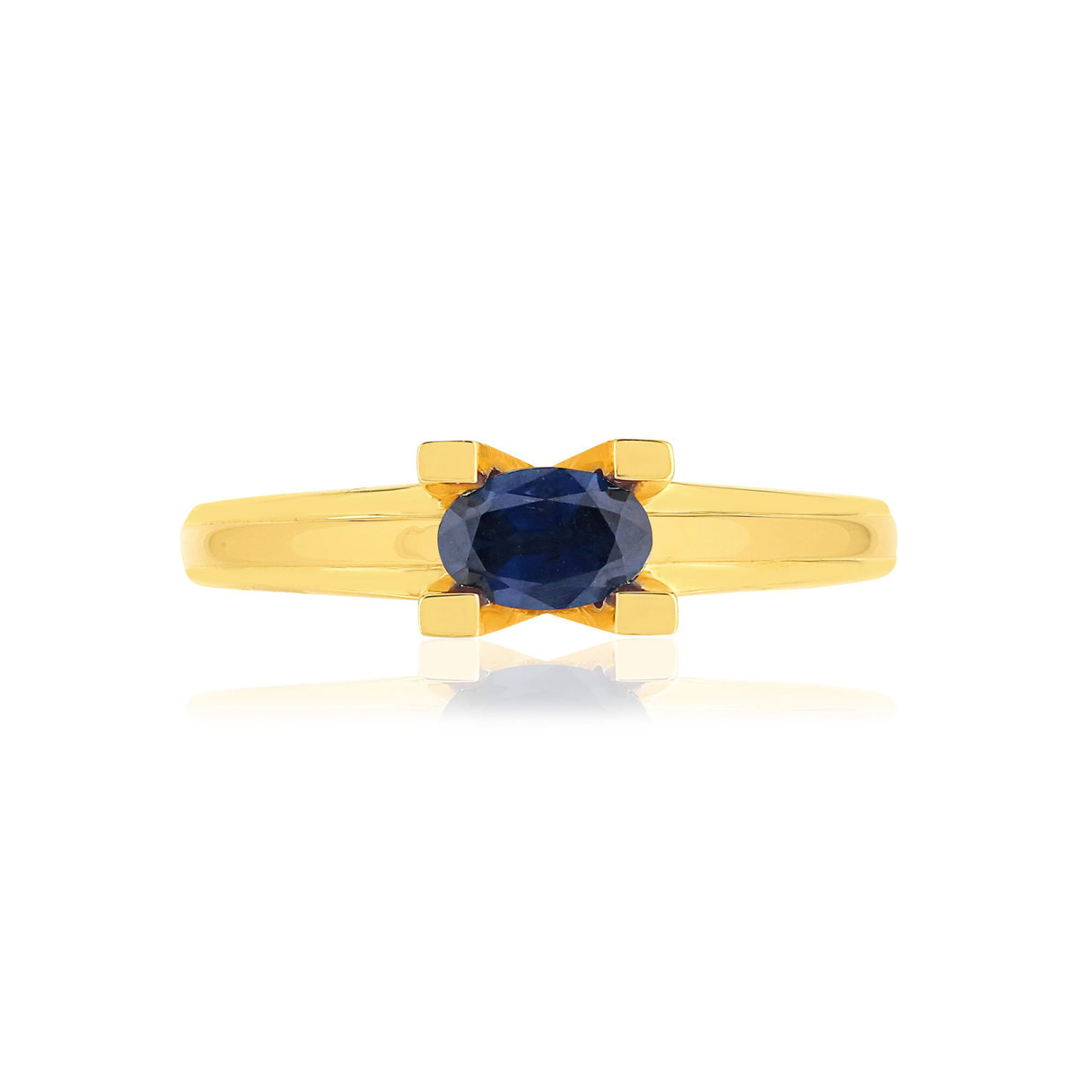 Bague VAN BRILL or jaune 750, saphir, diamant.