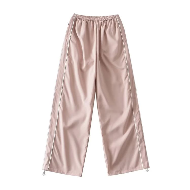 Rosesand - Laag uitgesneden, gestreepte, losvallende, wijde joggingbroek