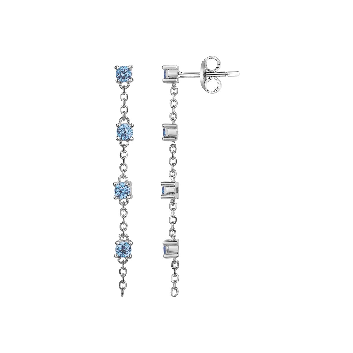 Boucles d'oreilles pendantes en Argent avec spinelle bleu topaze