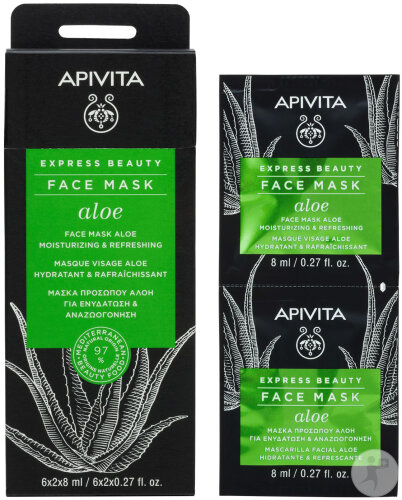 Apivita Express Beauty Masque Visage Hydratant Et Rafraîchissant À L'Aloe 2x8ml