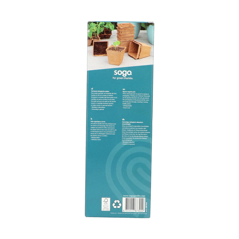 SOGO Biologische Kweekpotjes Vierkant 8 cm10 stuks