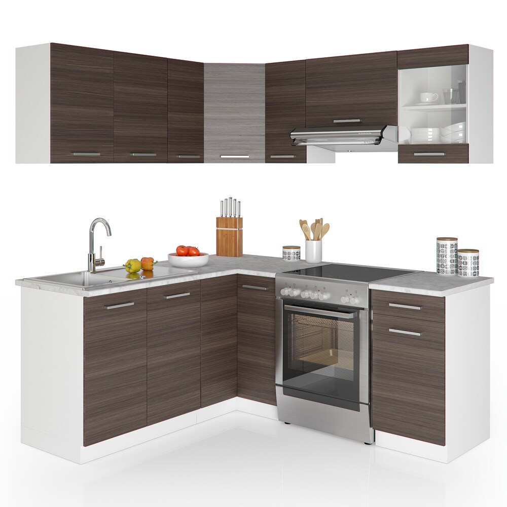 Vicco Küche Küchenzeile L-Form Küchenblock Einbauküche Komplettküche 167x187cm Anthrazit