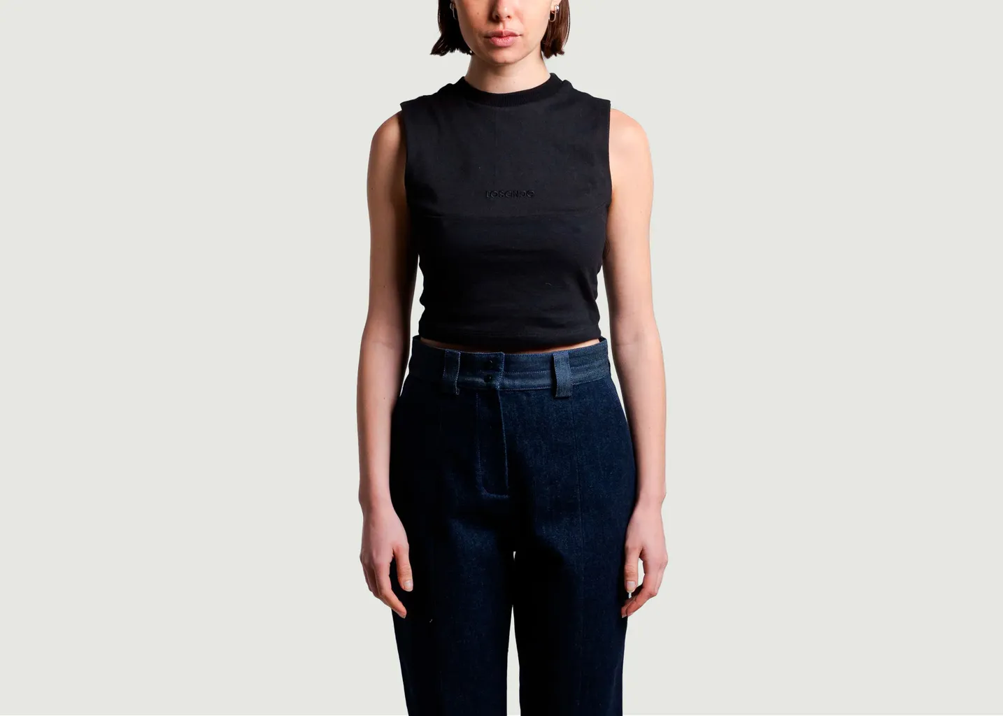 Top noir upcyclé Iconique Losanje