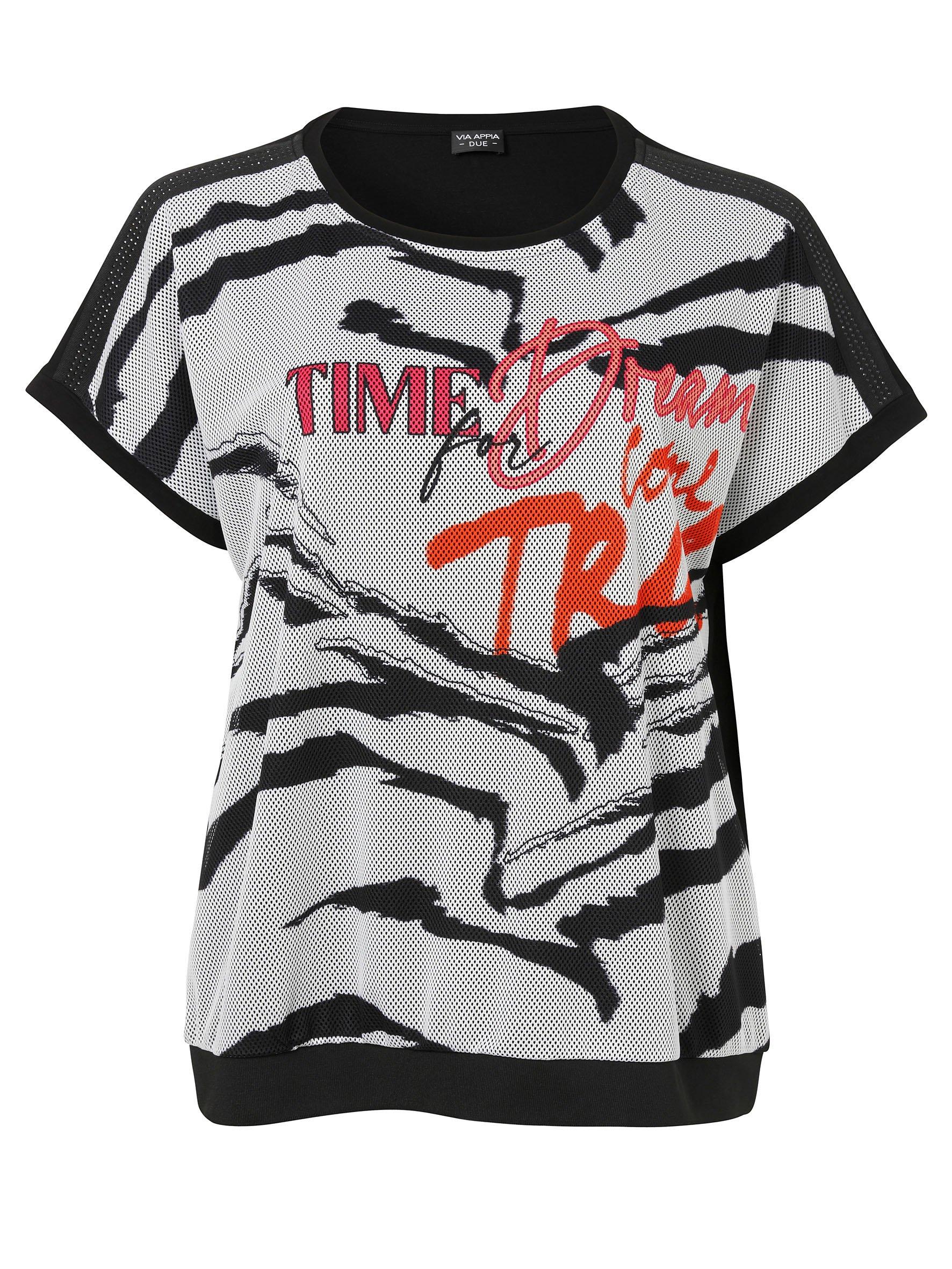 Shirt mit Front aus bedrucktem Netz-Einsatz