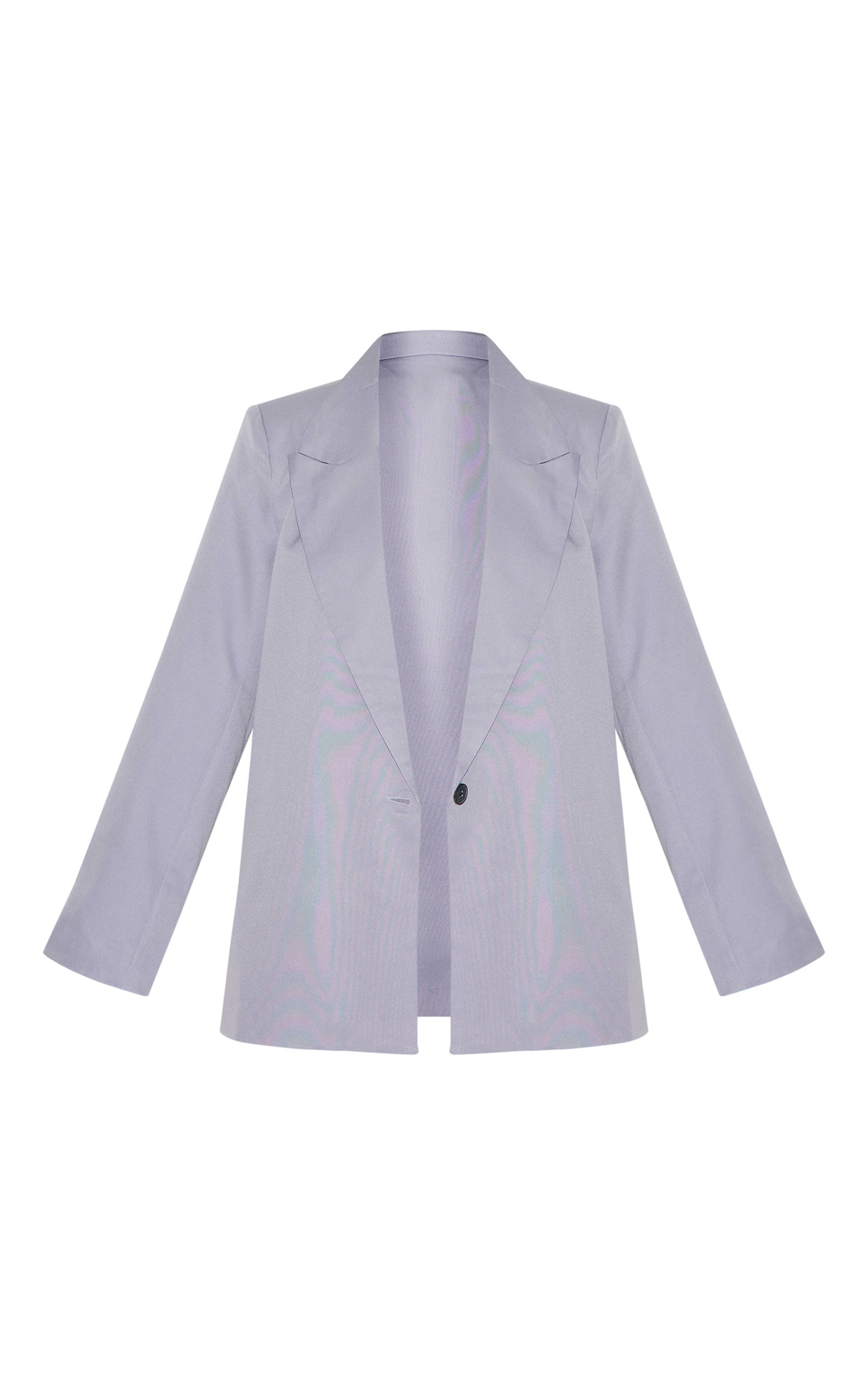 Gris Blazer Ample Drapé Avec Détails De Boutons