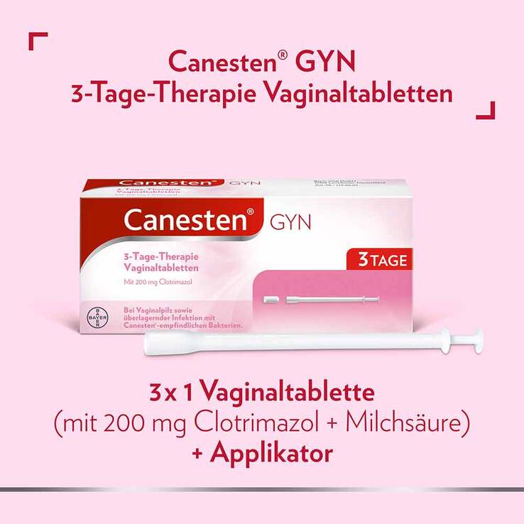 Canesten® GYN 3-Tage-Therapie Vaginaltabletten zur Behandlung von Scheidenpilz, 3 St