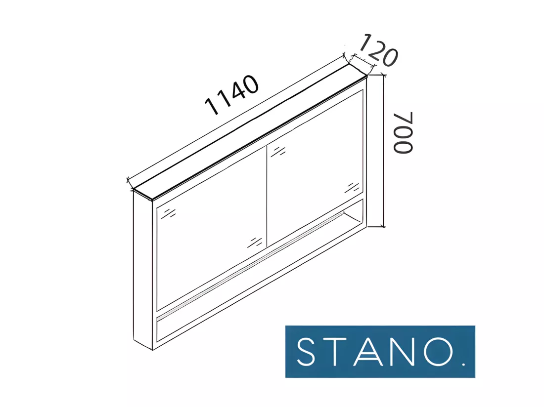 Armoire de toilette bloc-miroir 120 cm TYPO finition mélaminé chêne 114 cm