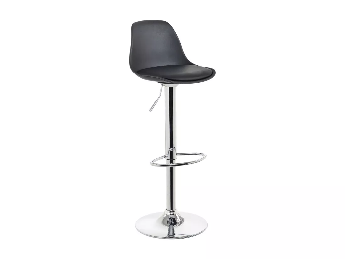 Lot 2 tabourets de bar cuisine coussin simili cuir pivotant hauteur réglable pied chrome SIG (noir)
