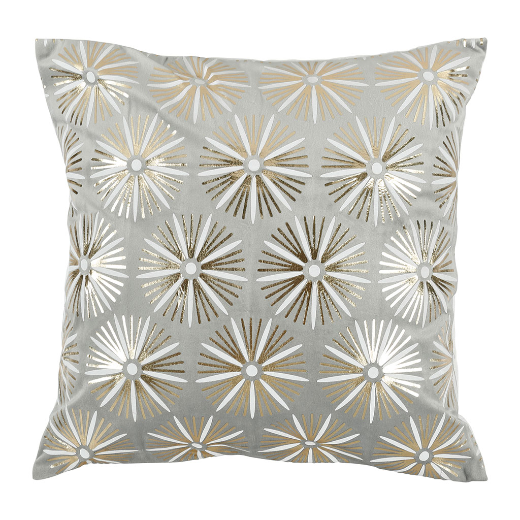 Coussin velours imprimé doré gris 40x40cm