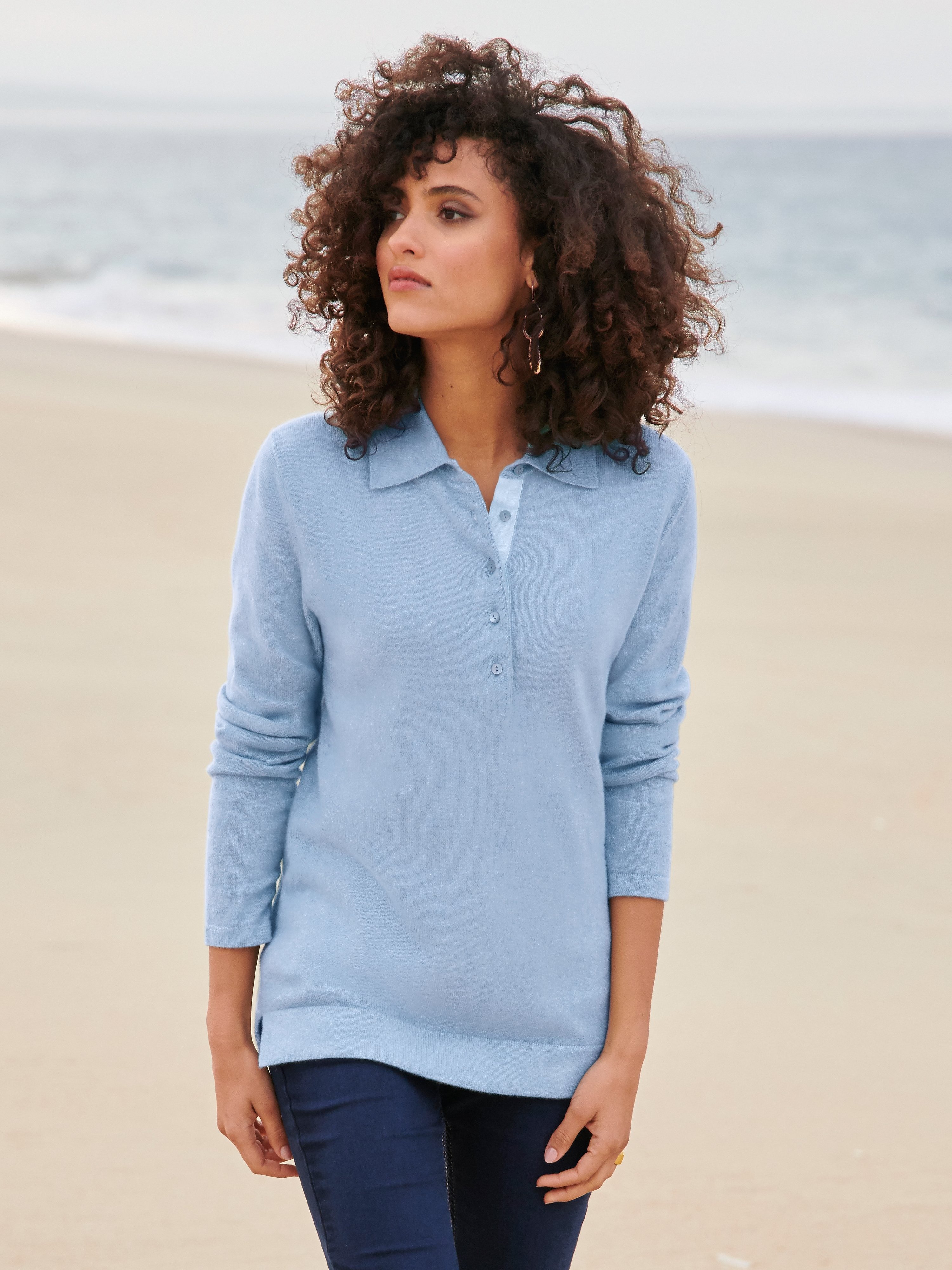 Polo-Pullover aus 100% Premium-Kaschmir