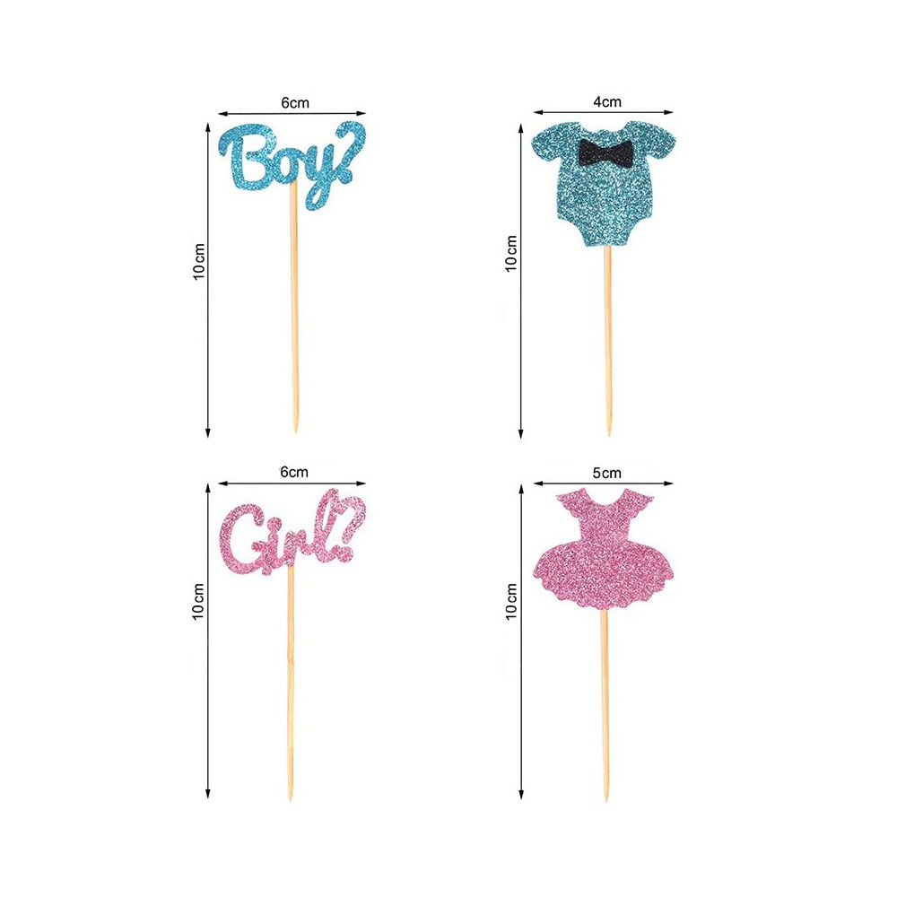 (12-tlg. Set) Kuchenstecker Baby Shower Tortenstecker Topper Dekoration für Torten / Kuchen - Gender Reveal