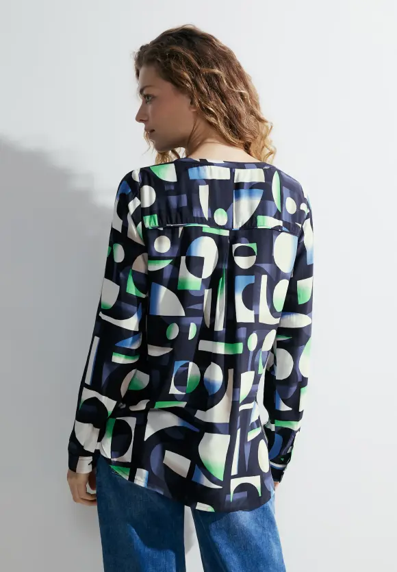 Print Viskosebluse - universal blue