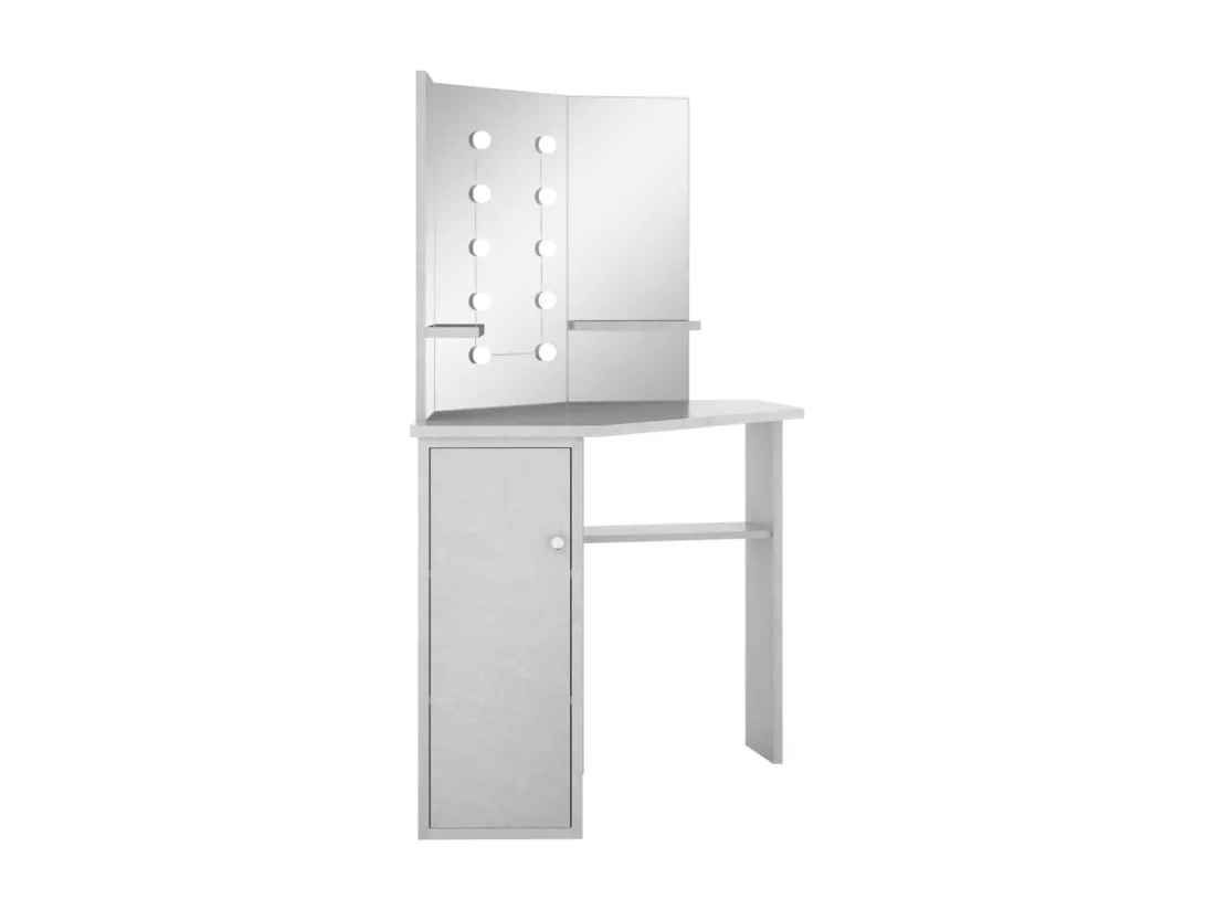 Coiffeuse d'angle avec LED Gris béton 111x54x141,5 cm