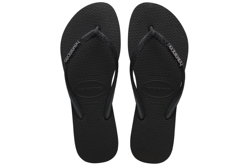 HAVAIANAS SLIM GLITTER KLIPKLAPPER I SORT GUMMI