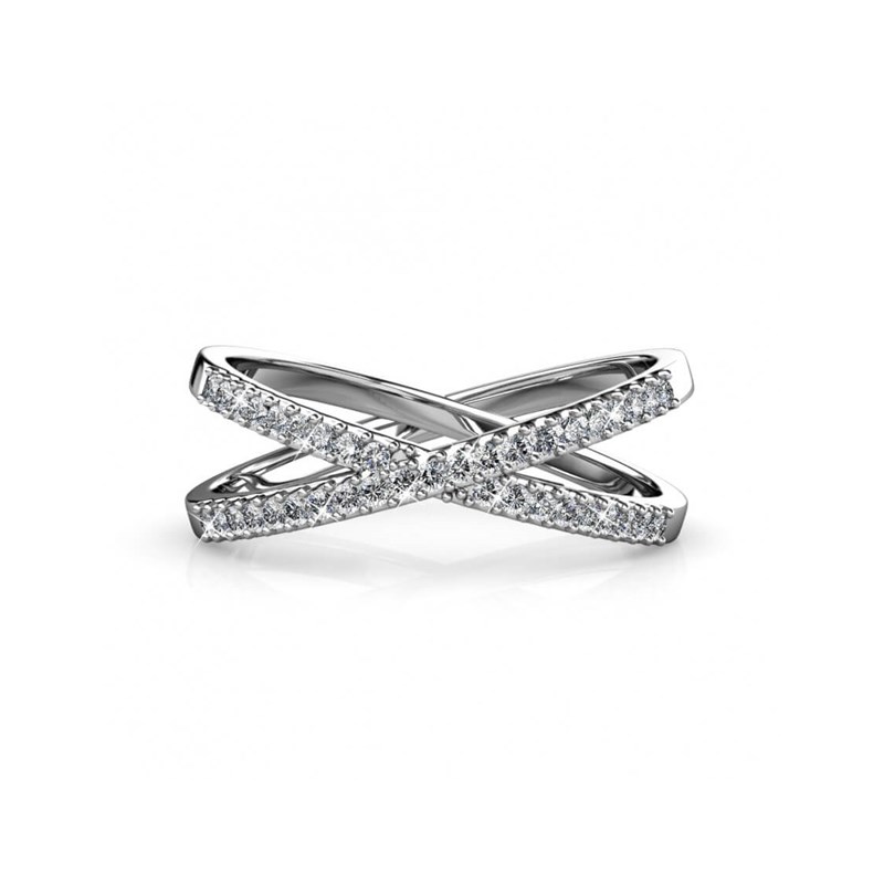 Bague X - Argenté et Cristal