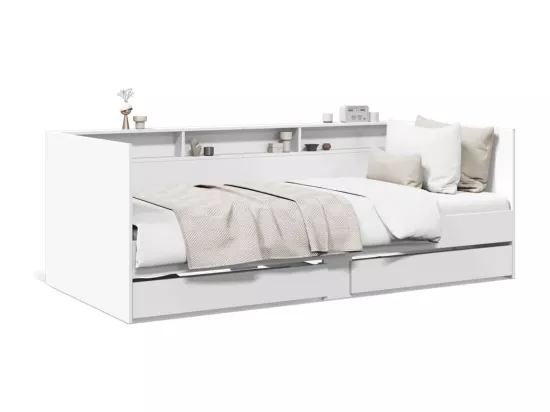 Lit de jour avec tiroirs sans matelas blanc 75x190 cm