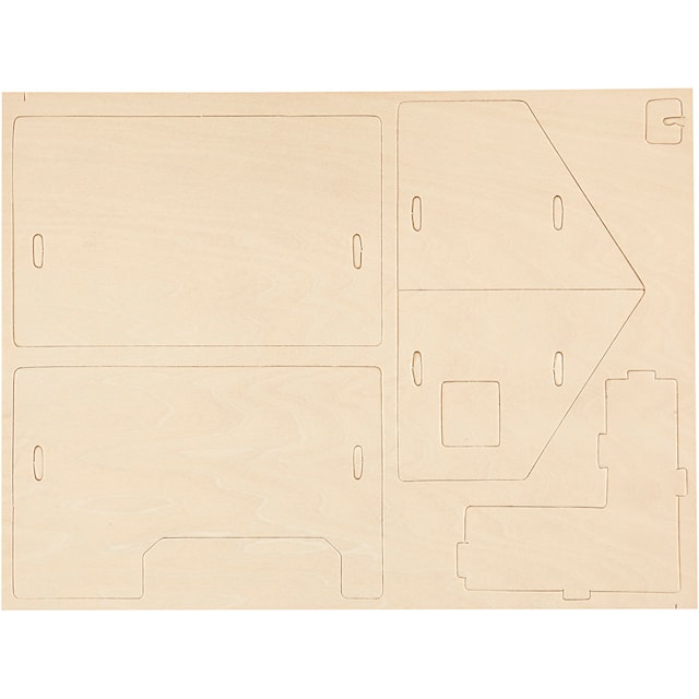 3D Konstruksjonsfigur, Hus med hveranda, str. 22,5x16x17,5, 1 stk.