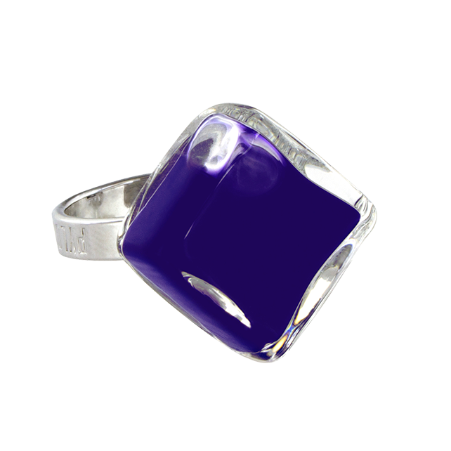 Bague en verre soufflé - Losange Nano Milk
